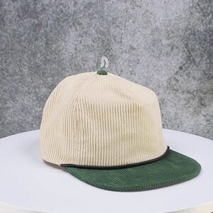 Corduroy Baseball Cap Mens Adjustable Strapback Hat Green Cream Retro Style